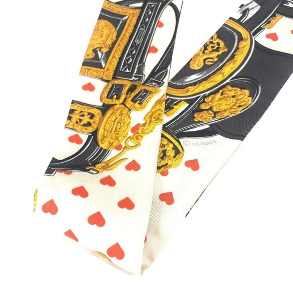 HERMES Twilly Twilly BRIDE DE GALA LOVE HEART BANDEAUX SCARF Scarf silk Orange - Picture 8 of 16